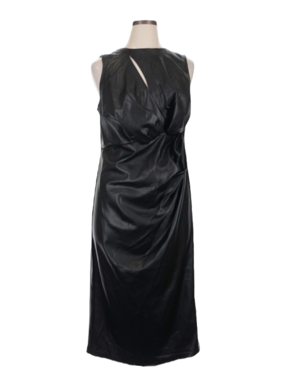 Eloquii Faux Leather Twist Front Midi Dress Black NWT Plus 16 Keyhole